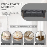 N NOORDENIYA Chesterfield Leather Sofa, 89" Mid Century Modern Couch with Low Back, Roll Arm Nailhead Trim Classic 3 Seater Couch for Living Room, Office, Apartment, Faux Leather Dark Grey N NOORDENIYA