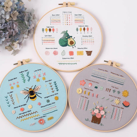 Jyphorixal Embroidery Kit for Beginners Adults Cross Stitch Starter Kit Needle Point Supplies 33 Basic Stitches in 3 Set, DIY Craft Lover Starter Hand Stitch (Flower) Jyphorixal