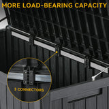 DWVO 120 Gallon Large Deck Box, Outdoor Lockable Storage Bin for Gardening Tools, Pool floats, Patio Cushions, Waterproof and UV Resistant Resin (Black) DWVO