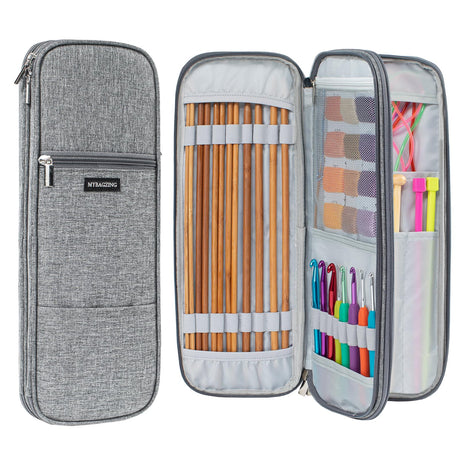 MYBAGZING Knitting Needles and Crochet Hook Organizer Case (Up to 14 Inches) for Knitting Accessories - Empty Case MYBAGZING