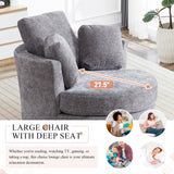 Deolme 42" W Modern Grey Swivel Barrel Chair with 360° Round Metal Base & Soft Chenille Pillows & Thick Cushion, Comfy Oversized Chaise Longue Indoor Living Room, Bedroom Club Reading Armchair (Gray) Deolme