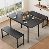 Gizoon Extendable Dining Table Set for 4,Kitchen Table Set with 2 Benches for Small Space,Apartment,Black Gizoon
