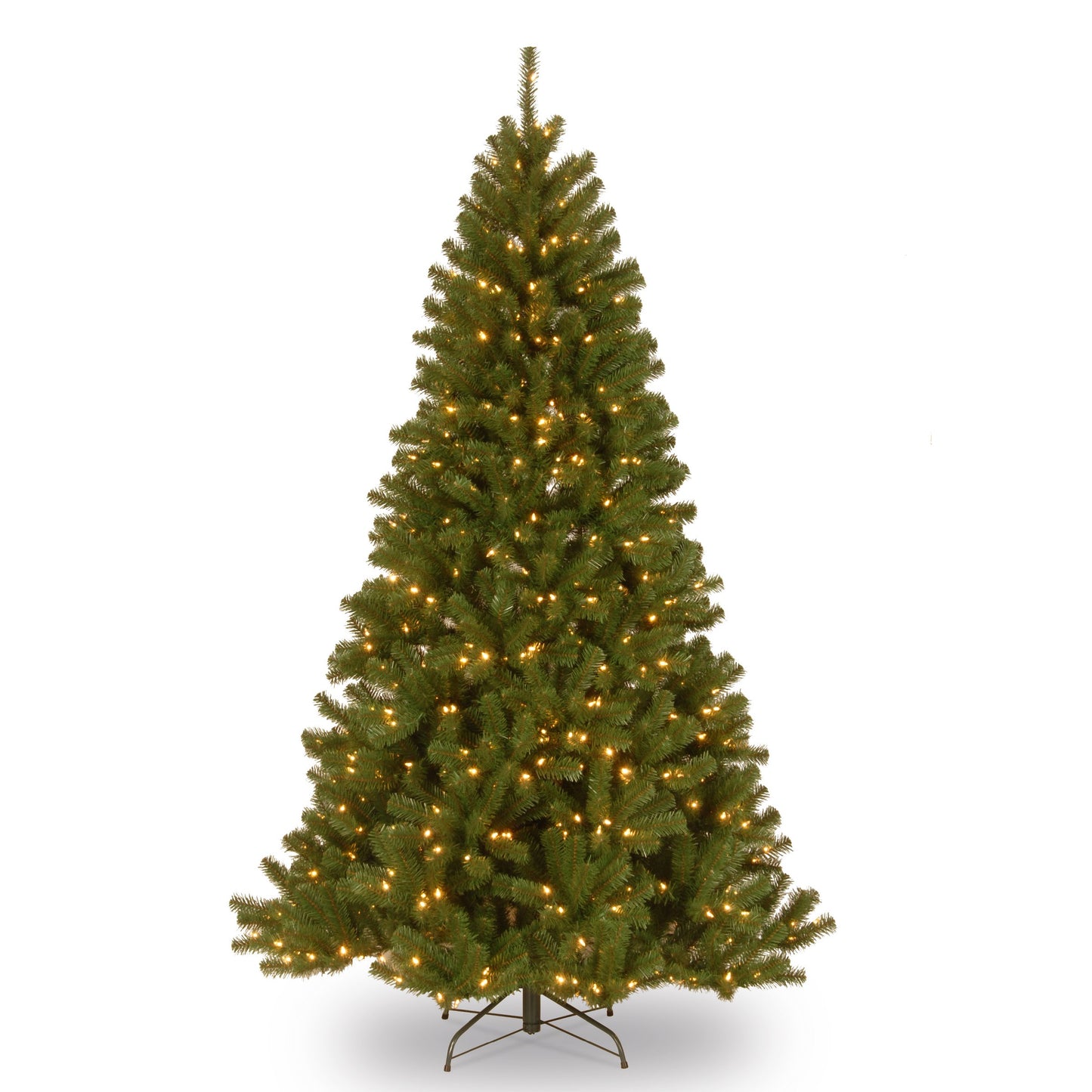 National Tree Company Pre-Lit Artificial Christmas Tree, Green, North Valley Spruce, White Lights, Includes Stand, 7 Feet