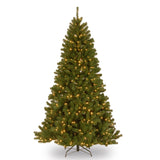 National Tree Company Pre-Lit Artificial Christmas Tree, Green, North Valley Spruce, White Lights, Includes Stand, 7 Feet National Tree Company