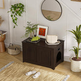 DINZI LVJ Cat Litter Box Enclosure, Flip Top Litter Box Furniture, Hidden Cat Washroom, Wooden House, End Side Table, 31.5" L x 19.7" W x 19.7" H, Sturdy and Easy to Assemble, Espresso DINZI LVJ