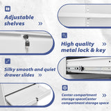 NODHM Inches Metal Storage Cabinet with Wheels, 72" Garage Storage Cabinet with Locking Draw and Adjustable Shelf, Tool Storage Cabinet for Garage, Home, Office, Gym, School (White, No Wheel) NODHM