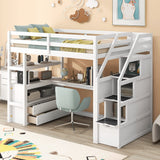 White Twin Loft Bed with Stairs, Desk, and Storage by Harper & Bright Designs Harper & Bright Designs