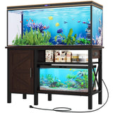 YITAHOME 55-75 Gallon aquarium stand with Power Outlets, Heavy Duty Metal Fish Tank Stand, Cabinet for Fish Tank Accessories Storage suitable for Fish Tank, Turtle Tank, 880LBS Capacity, Brown YITAHOME