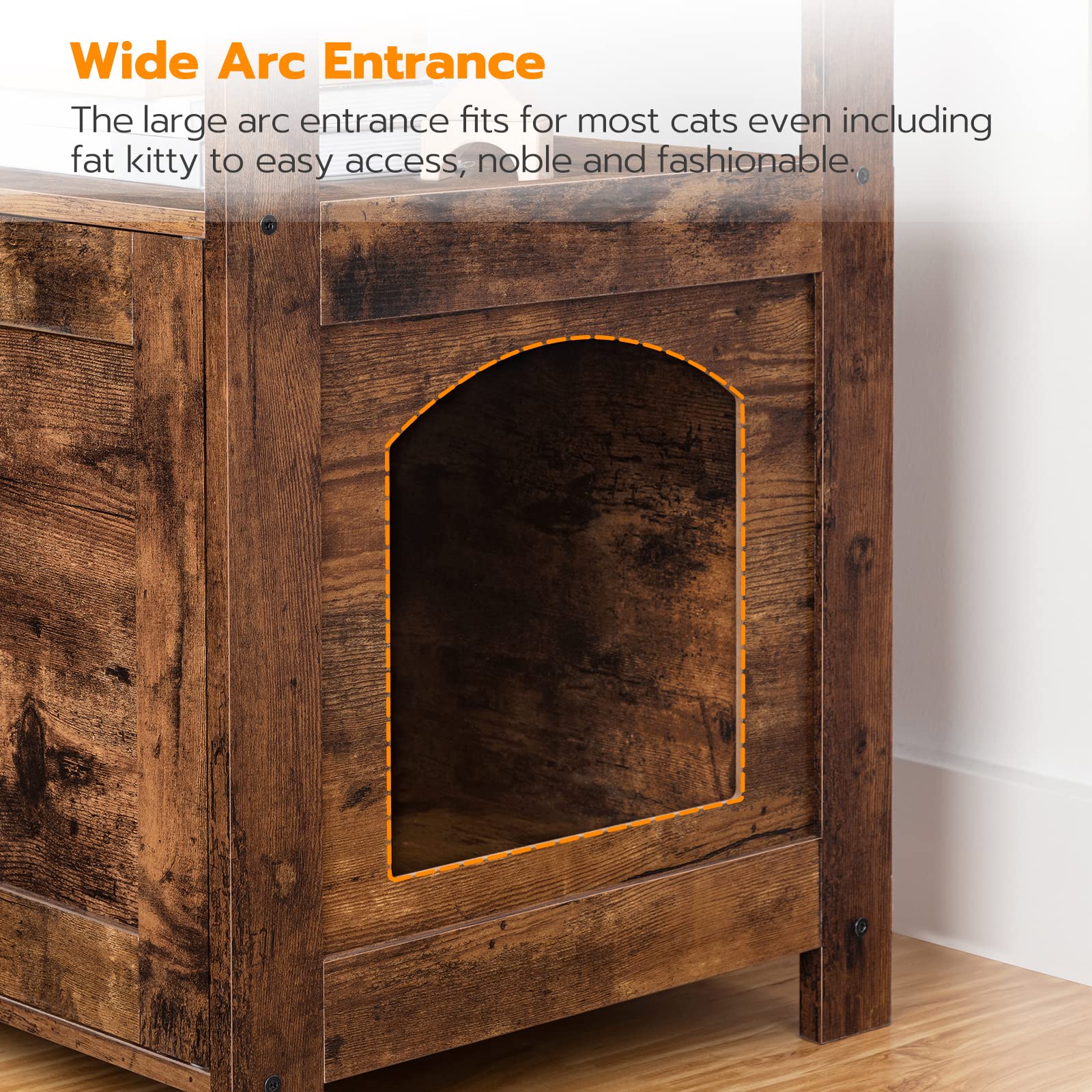 HOOBRO Litter Box Enclosure, Cat Litter Box Furniture Hidden, Enclosed Cat Toilet, Litter House, Large Size, with Extra Storage Space, Side Table, Coffee Table, Nightstand, Rustic Brown FG038 - WoodArtSupply