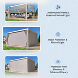 YOLENY Louvered Pergola 10x12, All Aluminum Pergola with Adjustable Rainproof Roof, Outdoor Pergola with Curtains and Nets for Patio & Garden, White YOLENY