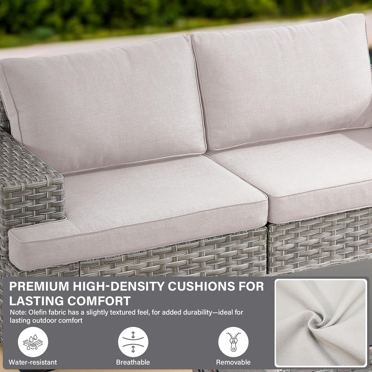 Belord 6 Piece Wicker Patio Furniture Set - 10" Wide Armrests Outdoor Sectional Couch, 5-Seater Modular Patio Conversation Set with Glass Coffee Table for Deck Backyard Sunroom Belord