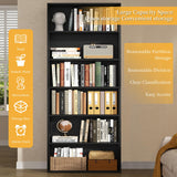 Shintenchi Bookshelf,6-Tier Open Bookcase and Bookshelves,6 Shelf Display Storage Shelves Floor Standing 70.6 inches Tall Bookcase for Home Office, Living Room (Black) Shintenchi