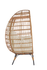 LUMISOL Wicker Egg Chair, Patio Rattan Swivel Chair Rocker Patio Chair, Oversized Indoor Outdoor Lounger for Patio Backyard Balcony w/ 5 Cushions, Egg Chair with Stand, Beige LUMISOL
