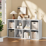 YESHOMY 8 Cube Bookcase, Open Frame 2-Tier Book Shelf, Bookshelf Storage Organizer with Adjustable Shelves for Organization, Room Decor, Milk White YESHOMY