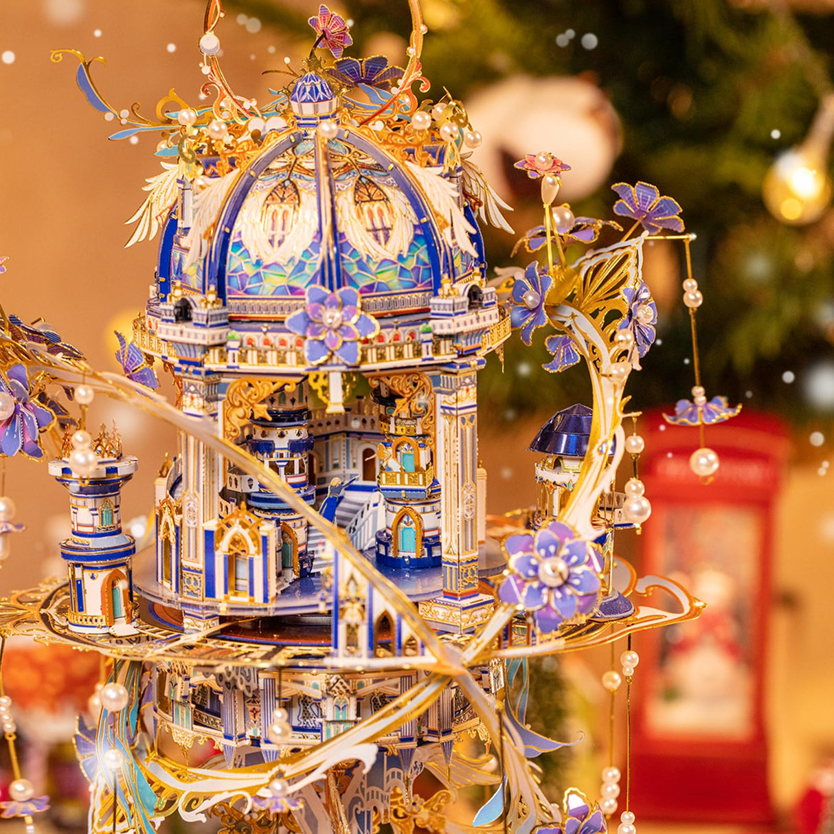 MU 3D Metal Puzzle for Adult Romeo and Juliet with Lighting Musix Box Set, Elf Palace Model Kits Miniature Building, Role-Playing Brain Teaser Love Gift Home Decor, 331pcs MU