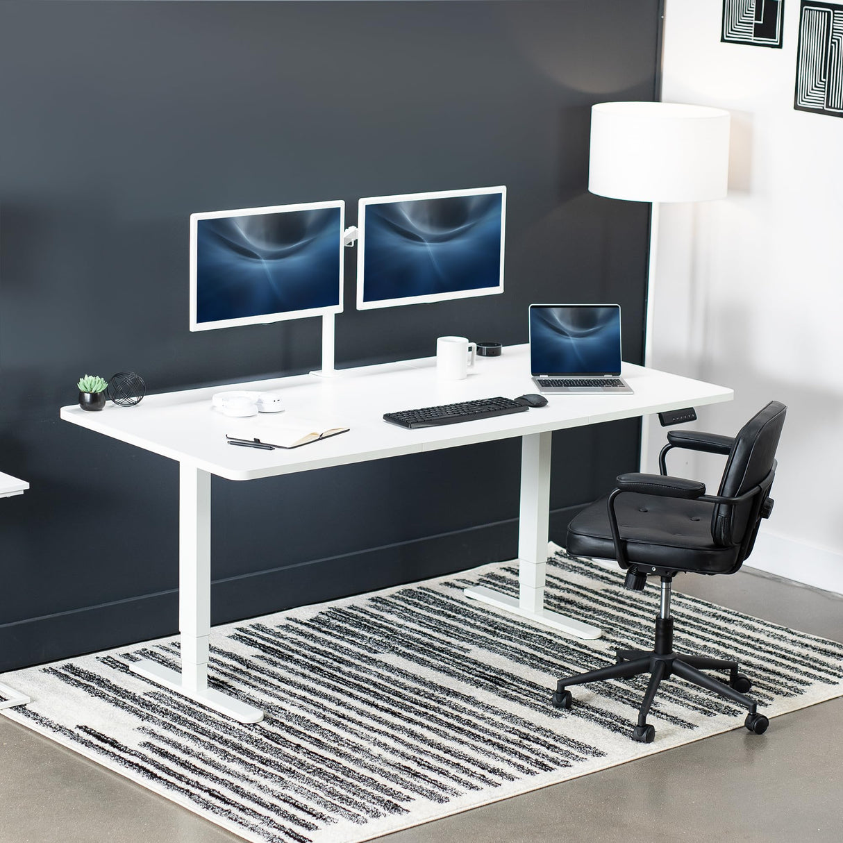 VIVO Electric 71 x 36 inch Sit Stand Desk, Dual Motor Memory Controller Height Adjustment, 2B Series, White Top White Frame, DESK-KIT-2W7W-36 VIVO