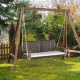 Tangkula 2 Person PE Wicker Porch Swing Bench, Outdoor Hanging Swing with Soft Seat Cushion and Hanging Ropes(Length of 118" for Each Chain), 800 LBS Weight Capacity Tangkula