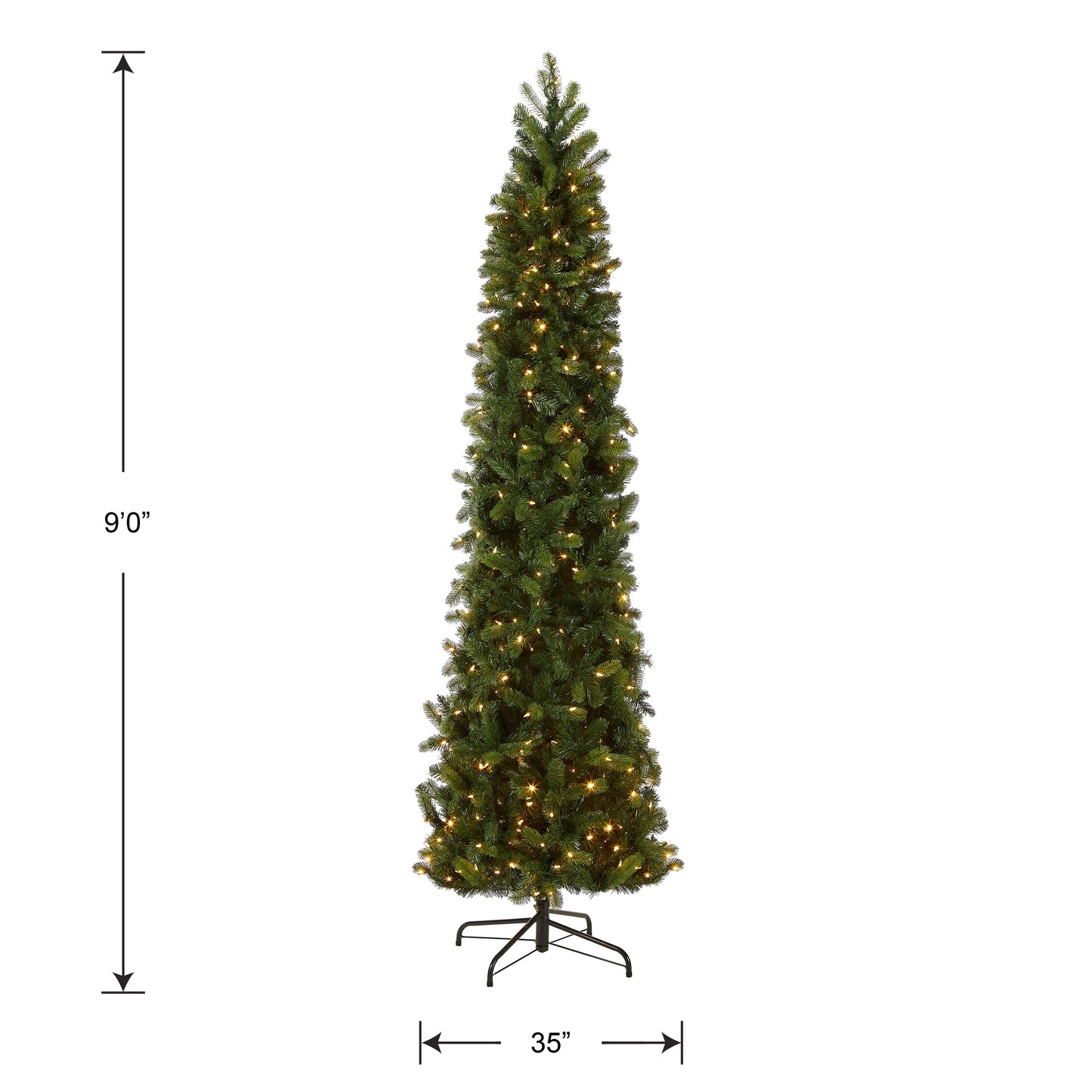 National Tree Company Pre-Lit 'Feel Real' Artificial Slim Downswept Christmas Tree, Green, Douglas Fir, Dual Color LED Lights, Includes PowerConnect and Stand, 9 feet