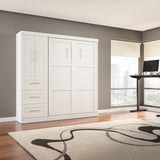 Bestar Pur Full Murphy Bed with Closet Organizer in White - Versatile Space-Saving Solution for Multi-Purpose Rooms Bestar