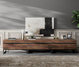 WAMPAT 3 in 1 Modern TV Stand for TVs up to 110 inch, Wood Entertainment Center TV Console with Storage Cabinets and Metal Base, Media Console for Living Room,Brown WAMPAT