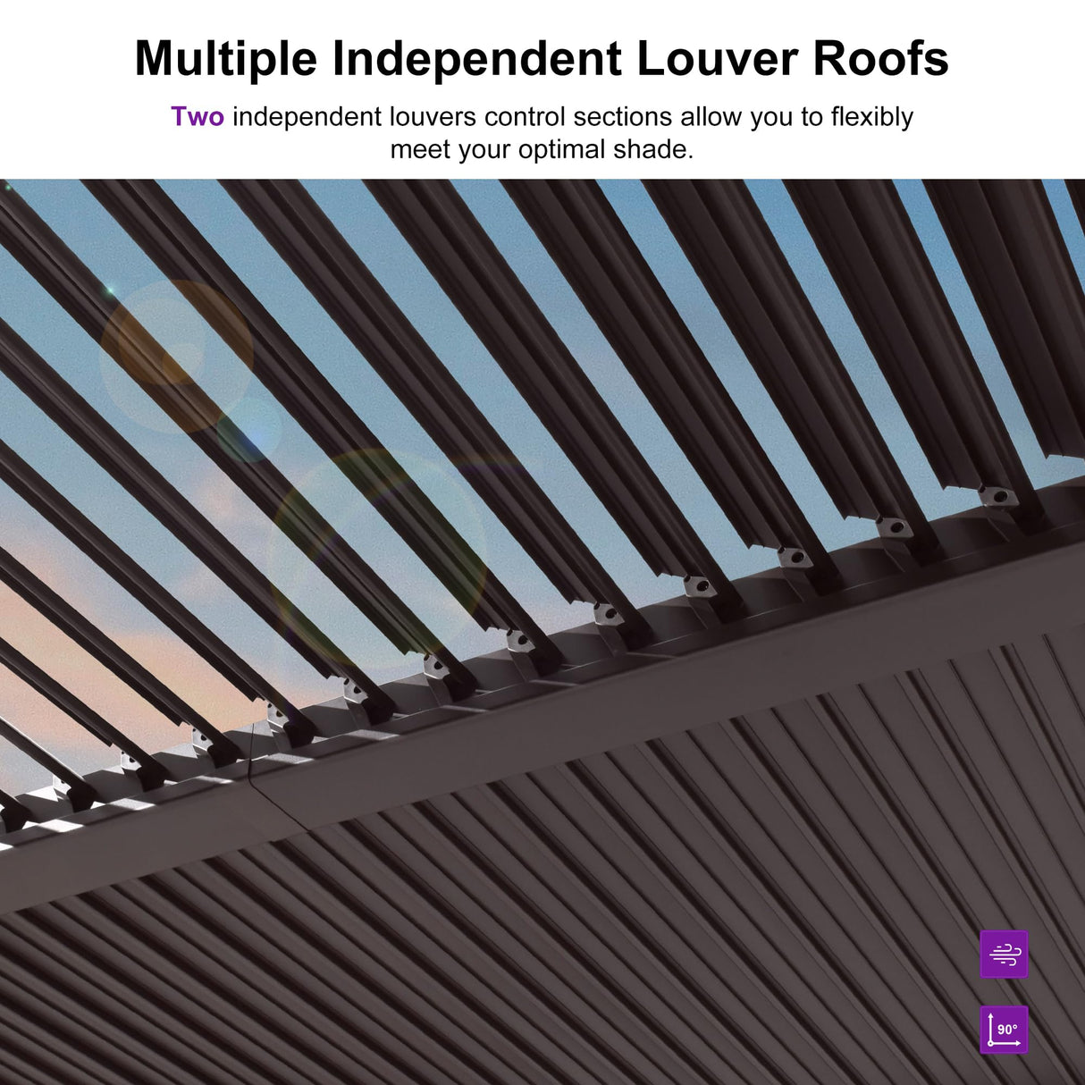 PURPLE LEAF 10' x 12' Louvered Pergola Outdoor Adjustable Louvre Shade Modern Patio Aluminum Pergola with Retractable Roof for Deck Backyard Garden Hardtop Gazebo PURPLE LEAF