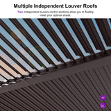 PURPLE LEAF 10' x 12' Louvered Pergola Outdoor Adjustable Louvre Shade Modern Patio Aluminum Pergola with Retractable Roof for Deck Backyard Garden Hardtop Gazebo PURPLE LEAF