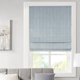 Madison Park Galen Cordless Roman Shades - Fabric Privacy Single Panel Darkening, Energy Efficient, Thermal Insulated Window Blind Treatment, for Bedroom, Living Room Decor, 31" x 64", Blue Madison Park