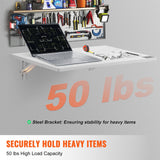 VEVOR Wall Mounted Folding Table, 23.62" x 15.75" Wall Mount Drop Leaf Table, Floating Desk with Iron Bracket, Fold Down Desk for Small Spaces, Home Office, Dining, Laundry Room, Kitchen, Bar, White VEVOR