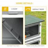 PawHut Wooden Bunny Hutch Rabbit Hutch Small Animals Habitat with Ramp, Removable Tray and Weatherproof Roof, Indoor/Outdoor, Grey PawHut