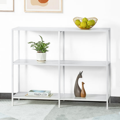 HDANI 39.4 Inches Metal Console Table with 3 Tier Storage Shelves,Sofa Table,Narrow Console Table,Modern Style,Suitable for Entryway Table Living Room,Bedroom,White