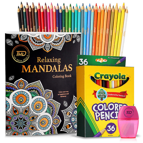 Colored Pencils with Adult Coloring book- Colored Pencils for Adult Coloring 36 Count | Coloring Books with Coloring Pencils. Premium Artist Coloring Pencils with coloring books for adults relaxation. Crayola