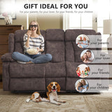 Alukang Loveseat Recliner Sofa, Manual Loveseat Reclining with Console for Living Room, RV Recliner Couch with Cup Holder/AC/USB C/USB and Drawer, Home Theater Velvet Reclining Love seat Couch (Brown) Alukang