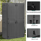 YITAHOME 60 cu ft Tall Outdoor Storage Shed w/o Shelf, Resin Vertical Outdoor Storage Shed, Large Waterproof Storage Cabinet for Garage, Poolside, and Garden (Dark Gray + Black) YITAHOME