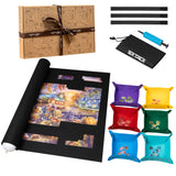 Tektalk 3000-Pc Jigsaw Puzzle Mat with 6 Felt Sorting Trays, Higher-Capacity Design, Roll-up Mat in Delicate Packaging Box with Hand Pump, Storing for 3000, 2000, 1500, 1000, 500 Jigsaw Puzzle Pieces Tektalk