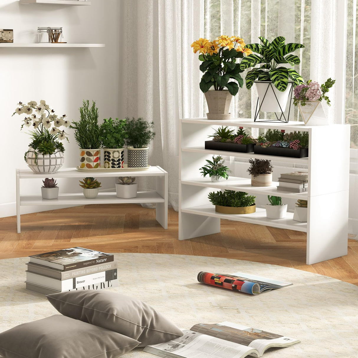 Giantex 3-in-1 Vertical Shoe Rack, 6-Tier Free Standing Shoe Storage Organizer w/Stackable Design for 18 Pairs, 31 Inch Wide Wood Shoe Shelf for Closet, Entryway, Living Room, Office, White Giantex