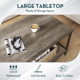 SAYGOER 2-Tier Coffee Table for Living Room Farmhouse Style Center Table with Storage Shelf Rectangle Wood Table for Large or Small Spaces Apartment Home Office, Easy Assembly Gray Wash SAYGOER