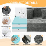 HOMBYS Folding Sofa Bed - Convertible Sleeper Chair with Pillow, 2-Layer Memory Foam Futon Couch, Multi-Functional Lazy Sofa for Living Room/Dorm/Guest Room/Home Office, Removable Cover, Grey HOMBYS