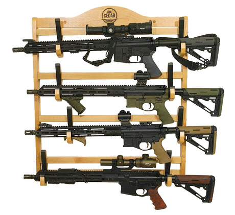 Old Cedar Outfitters Hardwood Wall-Mounted Gun Rack; Adjustable for Long Guns and Long Pistols Old Cedar Outfitters