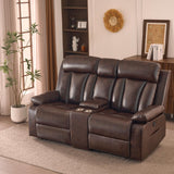 GUEAPY Power Reclining Loveseat with Console, 70.9" Faux Leather Loveseat Recliner with Heat & Massage, Double RV Recliner Sofa with Cup Holders, USB & Type-C Ports, Storage Pocket GUEAPY