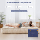 MAXYOYO 8" Futon Mattress Queen Size, Ultra Thick Futons Sofa Couch Bed Tufted Sleeper Sofa Bed, Floor Mattress for Adults, Shredded Foam Filling (Frame Not Included), Beige MAXYOYO