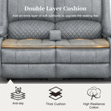 Yolsali Loveseat Recliner Sofa, Manual Reclining Loveseat with Removable Armrest, PU Leather Double Recliner for RV with 2-Tier Cushions, USB Charging Ports, Cup Holders - Gray, PU Yolsali