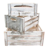 Admired By Nature Wooden Crates Storage Container, Rustic White Set of 3, Farmhouse Style Decorative Baskets for Home Decor, Rustic Decor, Nesting Stackable Organizers, Distressed Wood Crates Admired By Nature