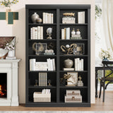 Garvee 74.5" Tall Bookshelf with Double Storage, 6-Tier Large Bookshelf, Double Wide Bookshelves w/ 12 Cubbies, Wide Freestanding Bookcases for Livingroom Office Library (Blcak, 74.5"H*46.1"W*12.4"D) Garvee