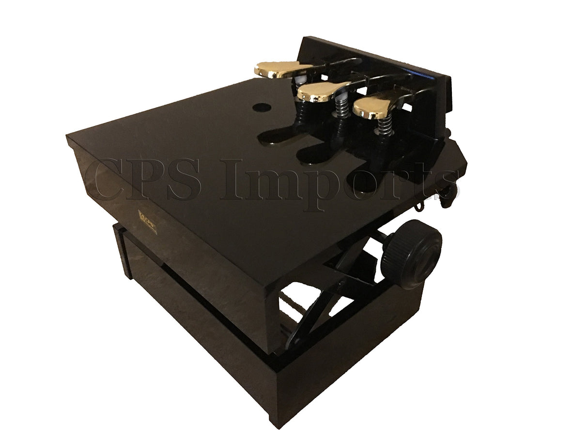 CPS Imports Wood Adjustable Piano Pedal Extender Bench in Ebony with 3 Pedals CPS Imports