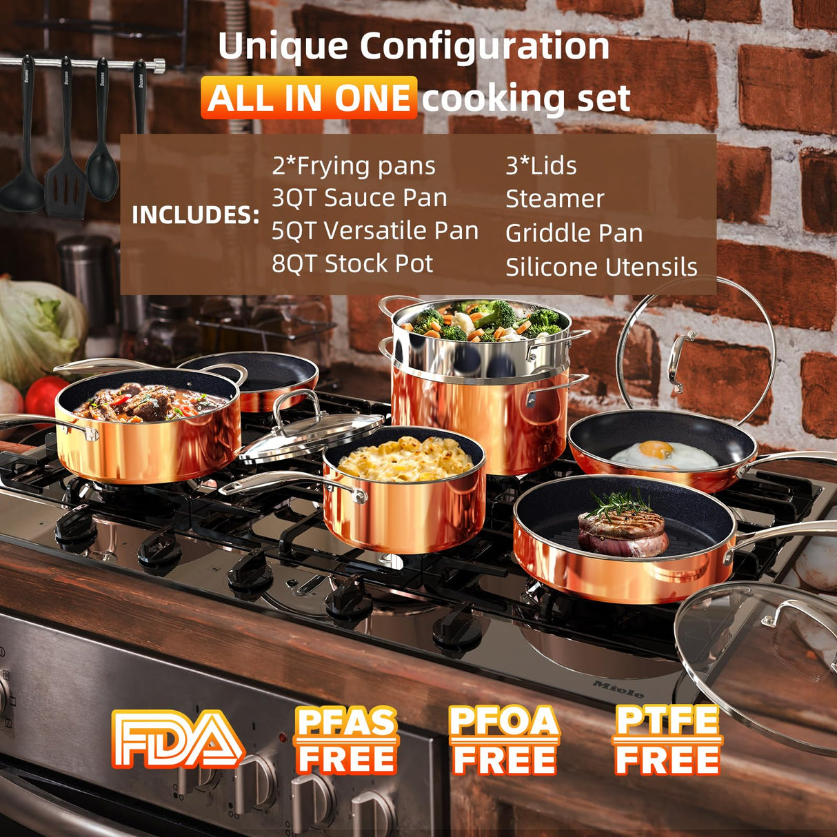 Deluxe DUXANO 14PC Healthy Pots and Pan With 9H Anti-scratch Coating, 2-Layer Non-Stick Ceramic&PFAS Free, Sensitively&Evenly Induction Cooking, Enhanced Flavor with Infrared Cookware, Dishwasher Safe DUXANO