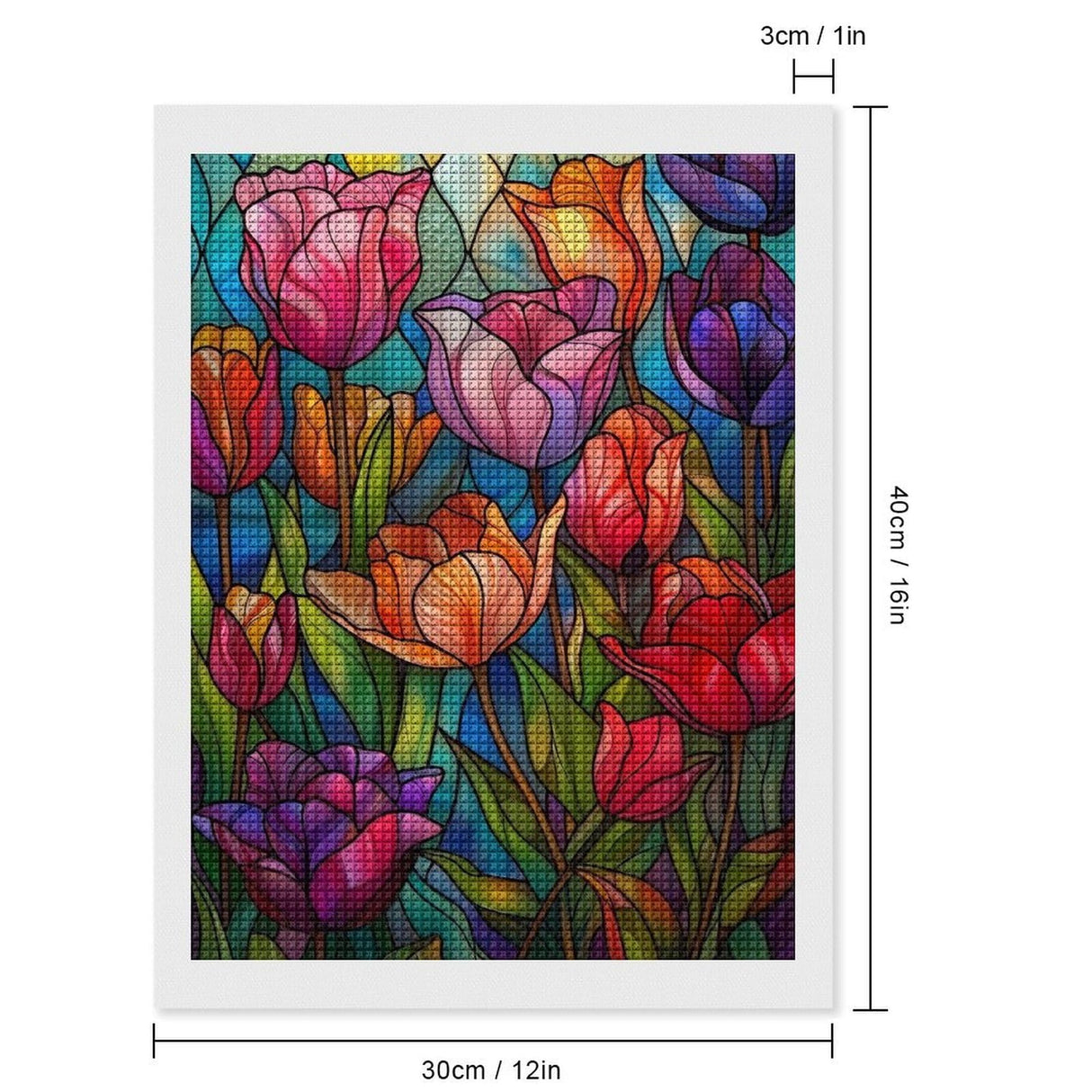 Naykow 5D DIY Diamond Art Kit for Adults, Stained Glass Flower Paint by Numbers, Arts and Crafts, 12 x 16 inches Naykow