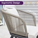 PURPLE LEAF 11 Pieces Patio Dining Set Wicker Outdoor Furniture Rectangular Table and Chairs Set for Garden Deck Aluminum Frame Backyard Kitchen Set, Cushions and Pillows Included Taupe PURPLE LEAF