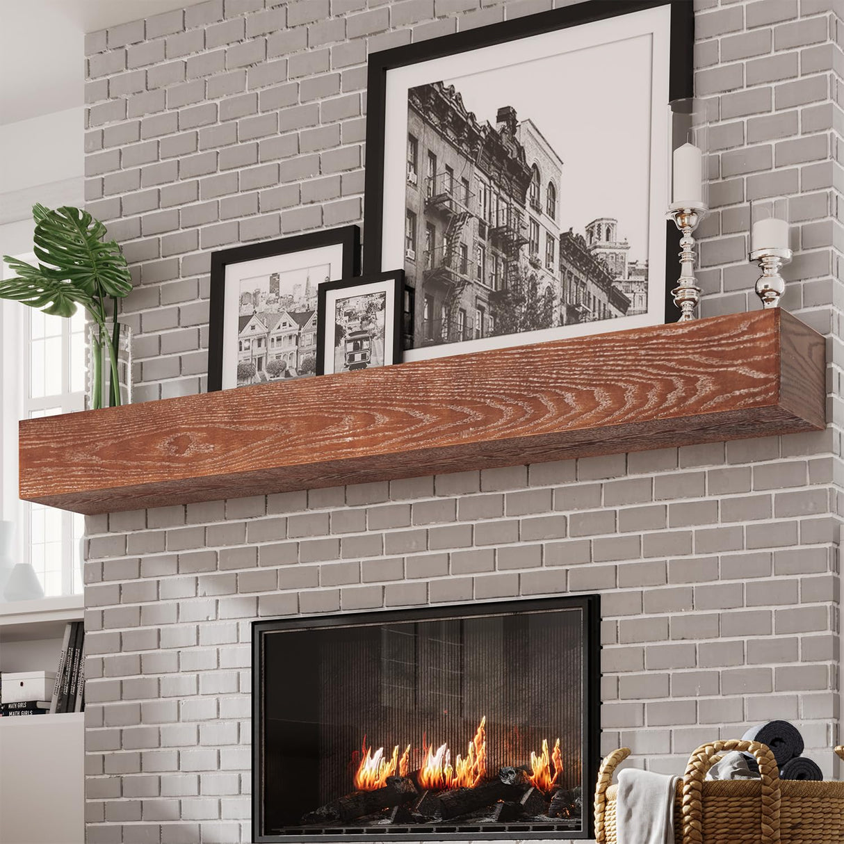 Weyderk Fireplace Mantel - 72 Inch Handcrafted Fireplace Mantel Shelf - Farmhouse Fireplace Mantle Shelves - Wall-Mounted Mantles for Over Fireplace - Floating Mantel 72 Inch, Coffee Weyderk