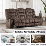 HAOMARKETS 3 Seat Manual Reclining Sofa, Soft Fabric Recliner Couch with Padded Headrest and Armrests, 85" Wide Overstuffed 3-Seater Recliner Couches for Living Room, Brown HAOMARKETS