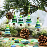 Soulchen 12 Sets Button Christmas Tree Craft Kits Make Your Own Button Christmas Tree Decorations DIY Xmas Hanging Ornament for Holiday Stocking Filler Gift Decor(Green) Soulchen